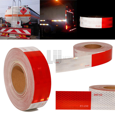 Rot-weißes Mikroprismatisches Spiegelband mit einer Breite von 50 mm