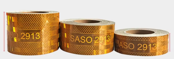 Fabrik Lieferung PET Metallisiert Hi Vis Gelb Saso 2913 Reflektorband für Autos Lkw Reflektormaterial
