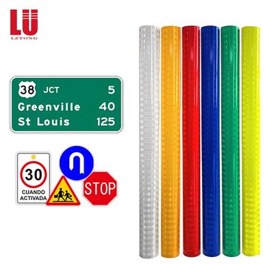 48 Zoll x 150 Fuß Retro weiß bedruckte mikroprismatische reflektierende Folie Vinyl-Radium-Rolle reflektierende Filmrolle für Verkehrsschilder