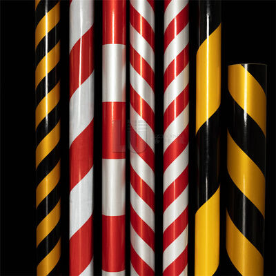 Diagonale reflektierende Folie, rotes und weißes reflektierendes Band, Verkehrssicherheitswarnband, gelbe und schwarze reflektierende Folie
