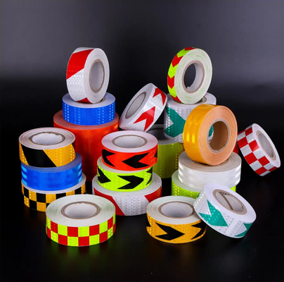 20 cm * 50 m gelbes und schwarzes PVC-bedruckbares reflektierendes Wabenkristallgitter-Streifenband für PKW und LKW