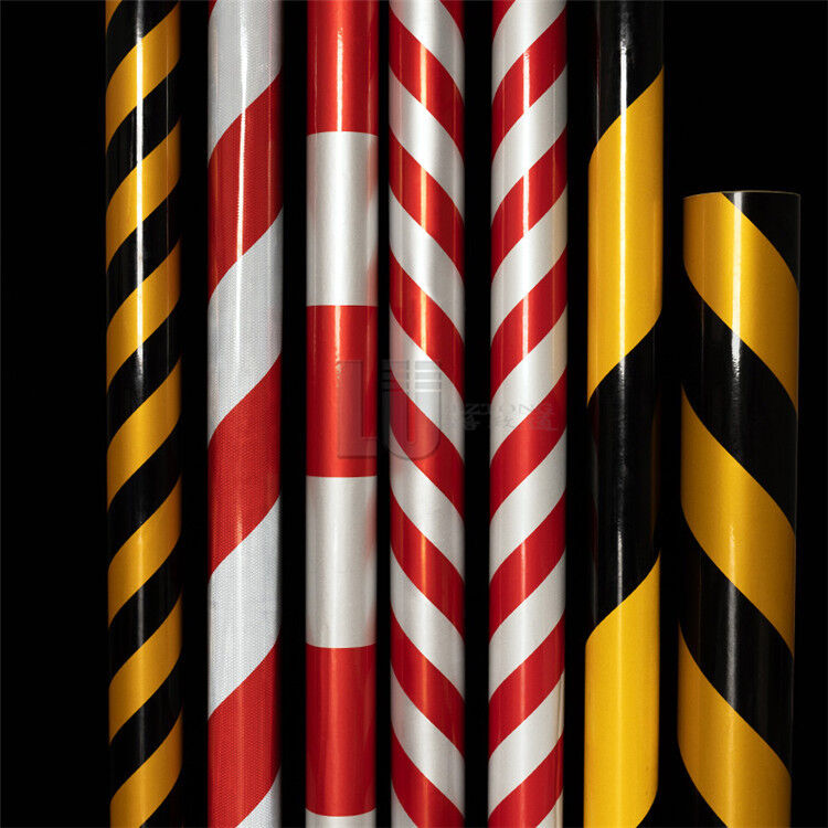 Diagonale reflektierende Folie, rotes und weißes reflektierendes Band, Verkehrssicherheitswarnband, gelbe und schwarze reflektierende Folie