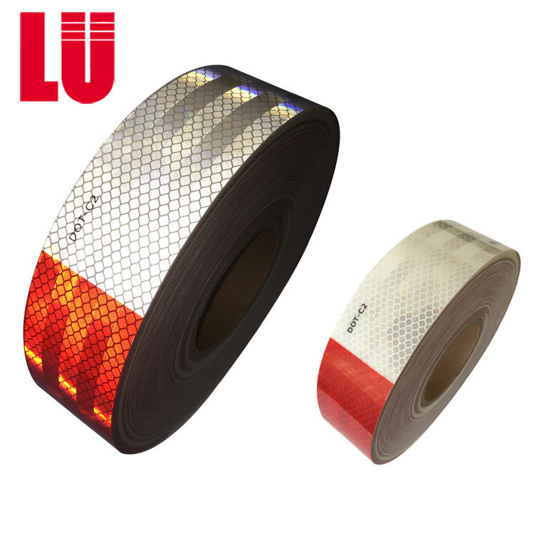 2 Zoll Weiß-Rot-Diamant-Grad-Lkw-Sicherheitsreflexives Material Retro-Reflexive Aufkleber